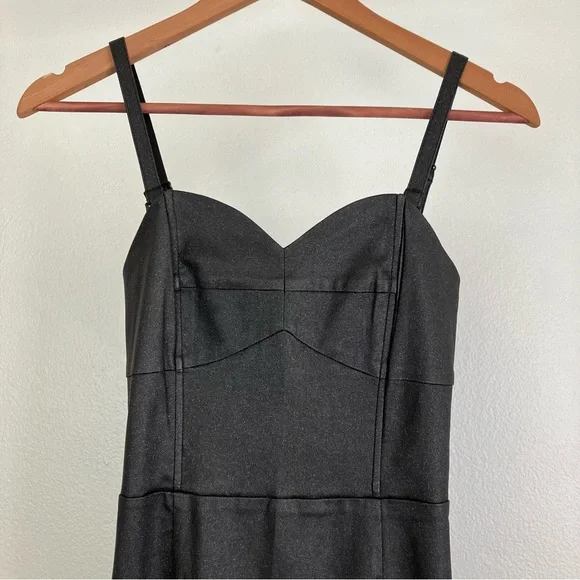 SOLD Collectif Black Glitter Maxi Prom Dress - Leather Look Mermaid Gown XS - Picture 2 of 16